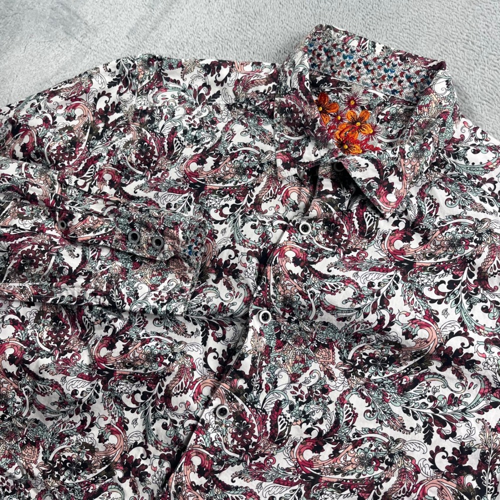 Robert Graham Mens Large Classic Fit Paisley Button Down Long Sleeve Shirt